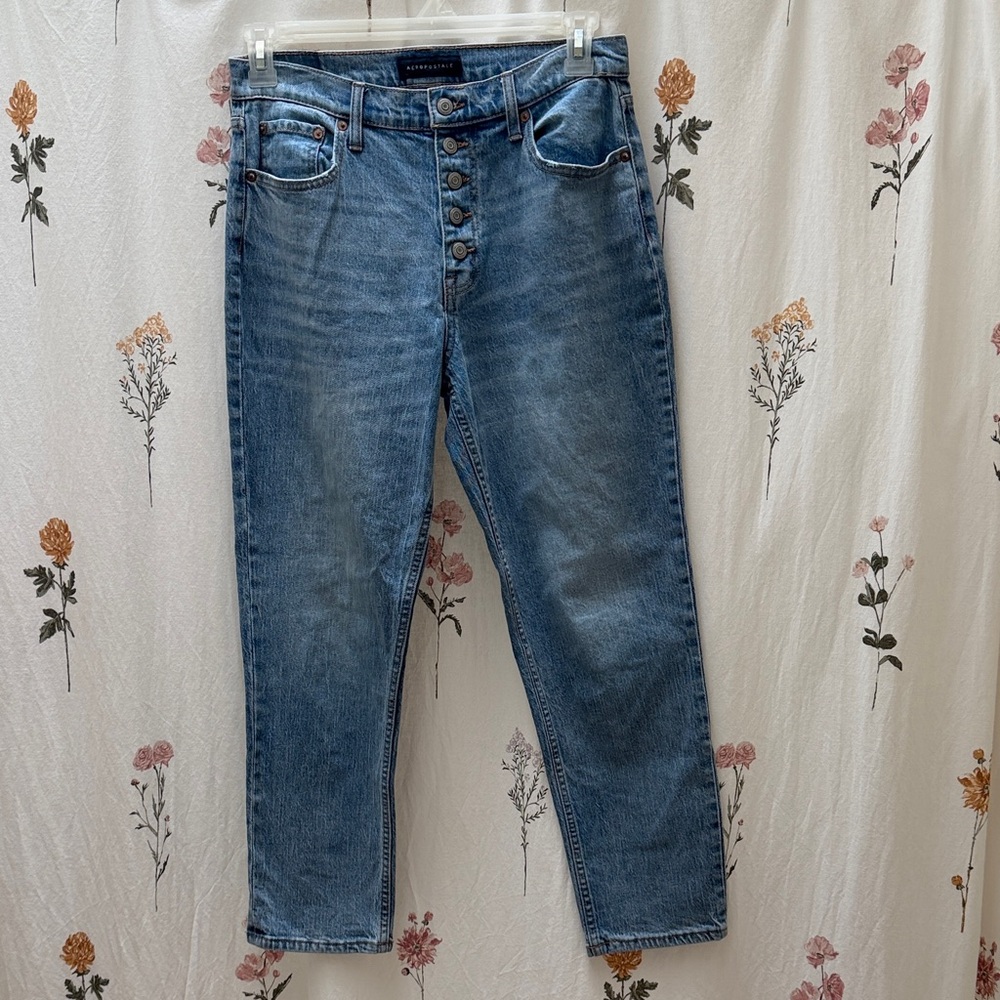 Aeropostale Women's Blue Button-Fly Jeans